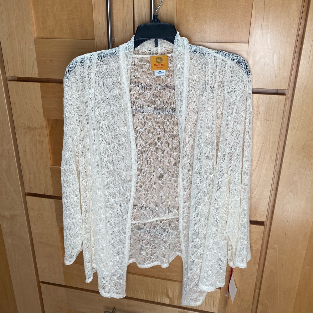 Ruby Rd. Women's Cream Open-Front Jacket